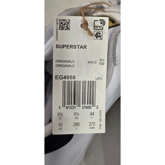 Adidas Originals Superstar Shoes 3-Stripes Sneakers White/Black EG4958 | US 10 - Picture 4 of 10